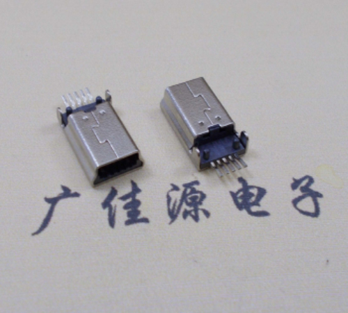 吉安MINI USB公头 5pin端子贴板带柱 10.7mm体长
