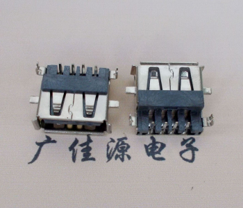 吉安AF USB母座90度 DIP沉板3.9/4.9 耐高温有卷边