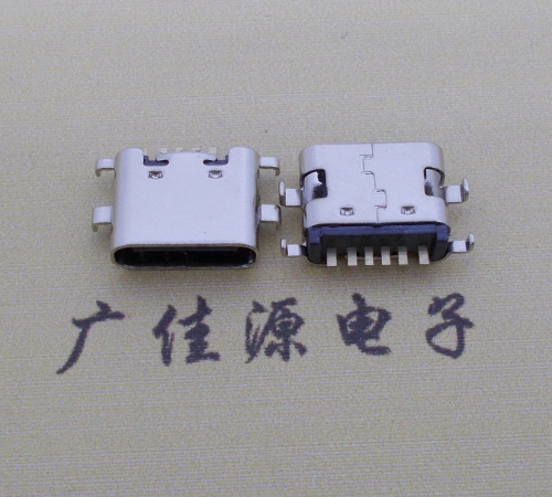 吉安简易充电type c6P母座沉板1.6mm接口